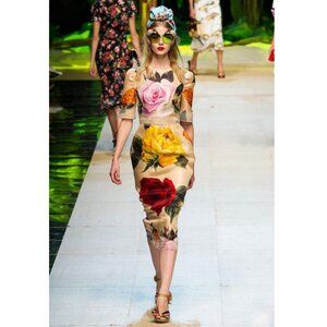 RUNWAY DOLCE & GABBANA SILK DRESS SIZE 46 IT, L US